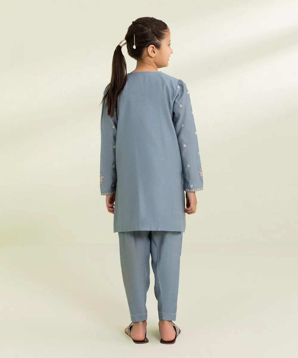 2 Piece - Embroidered Cotton Net Suit