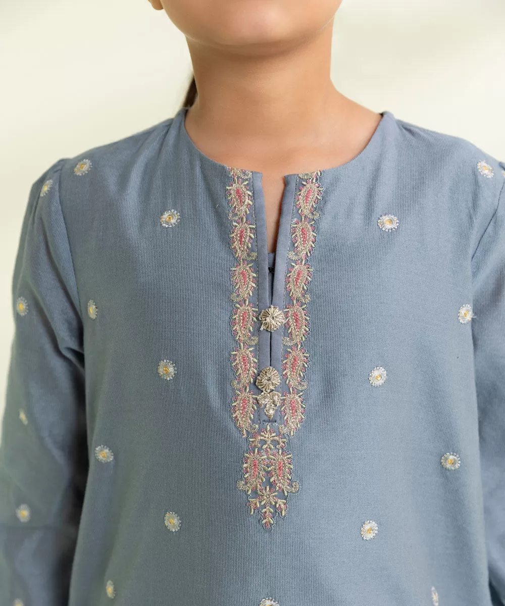 2 Piece - Embroidered Cotton Net Suit