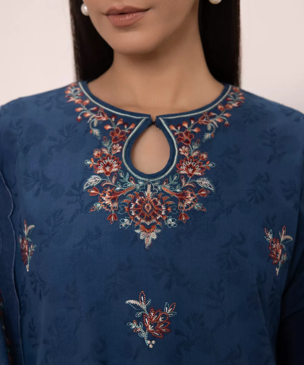 3 Piece - Embroidered Jacquard Suit