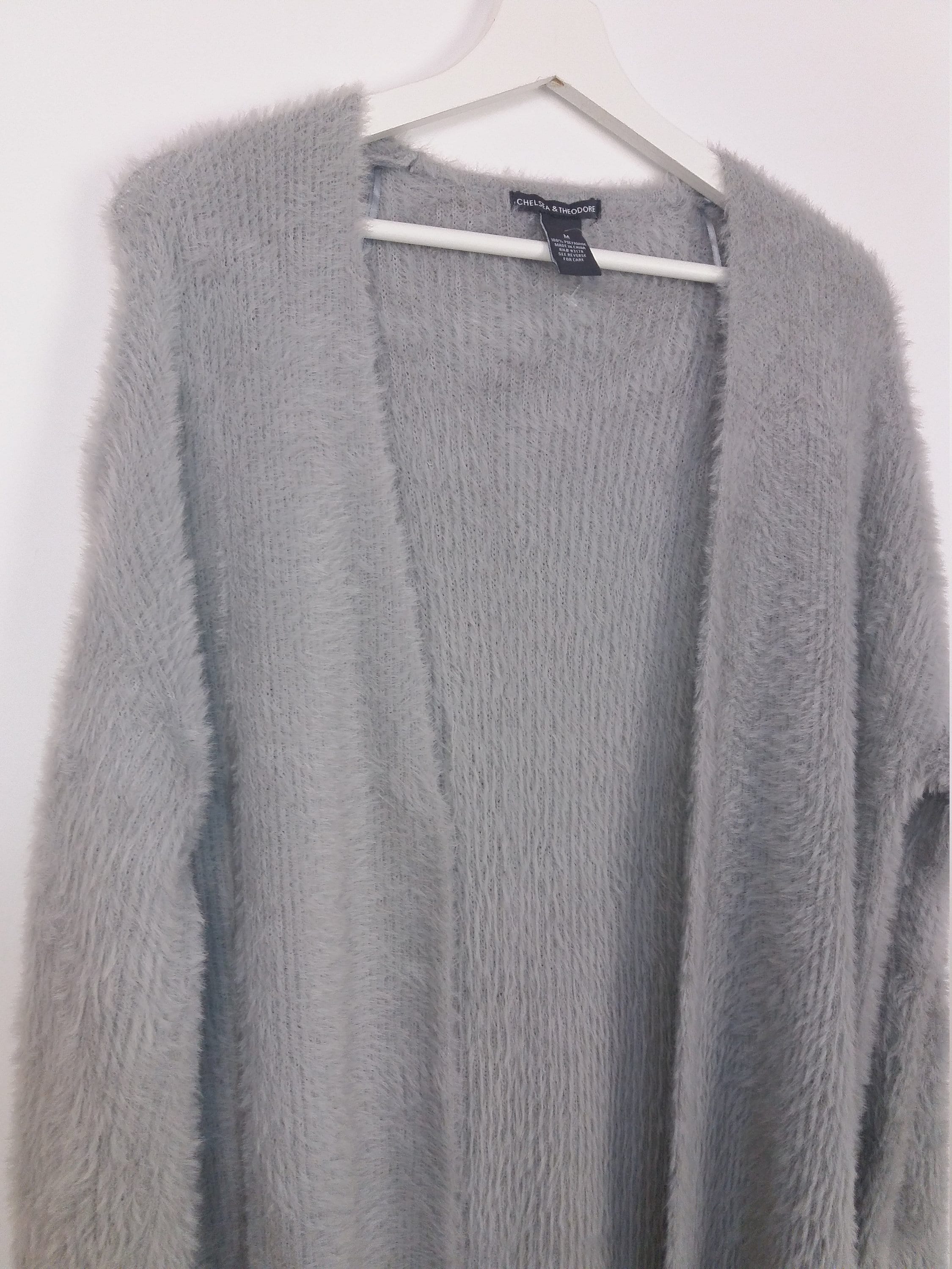 90's Chelsea and Theodore Fluffy Knit Soft Cardigan in Grey