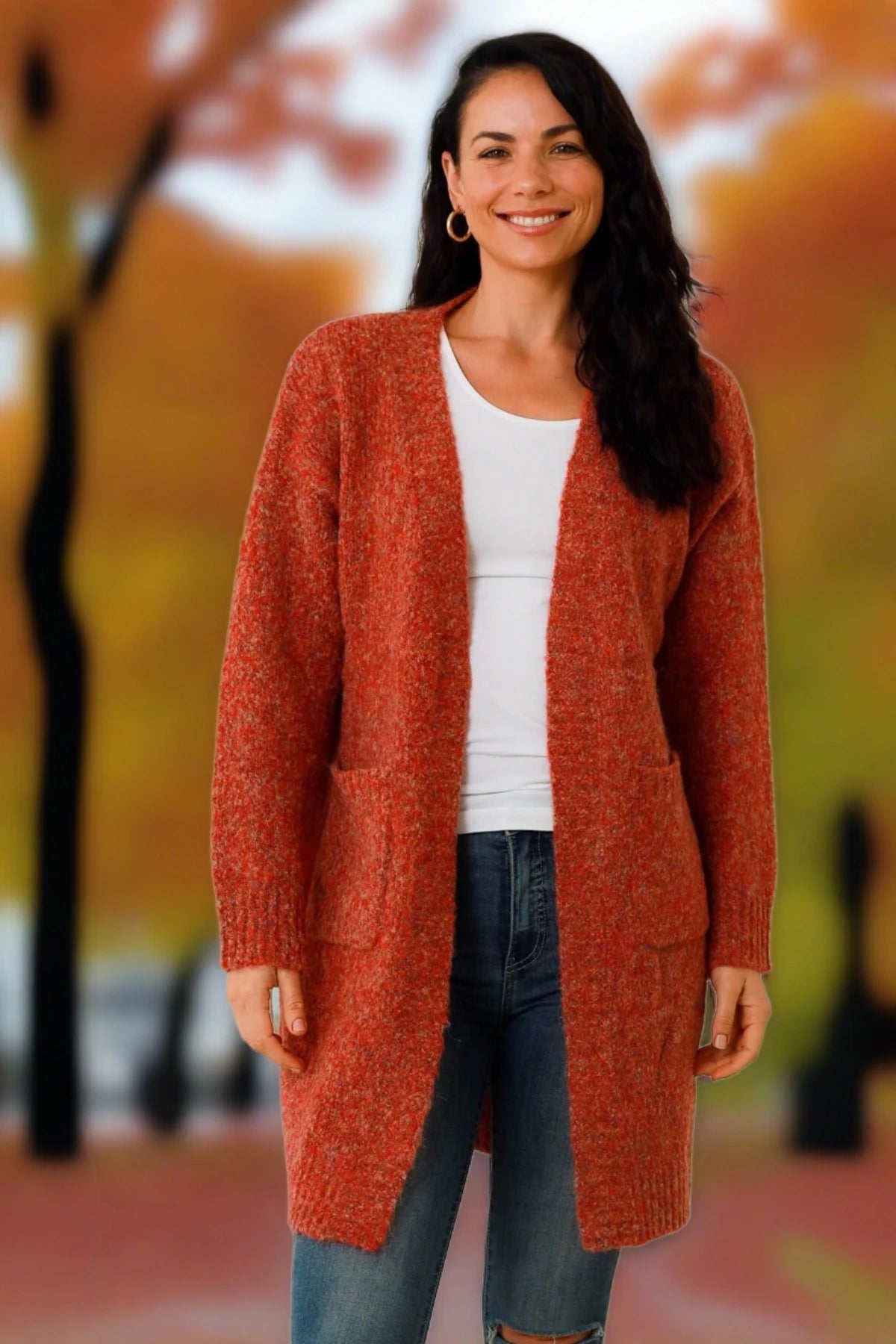 AVA AND MIA BURNT ORANGE CARDIGAN VM 0156