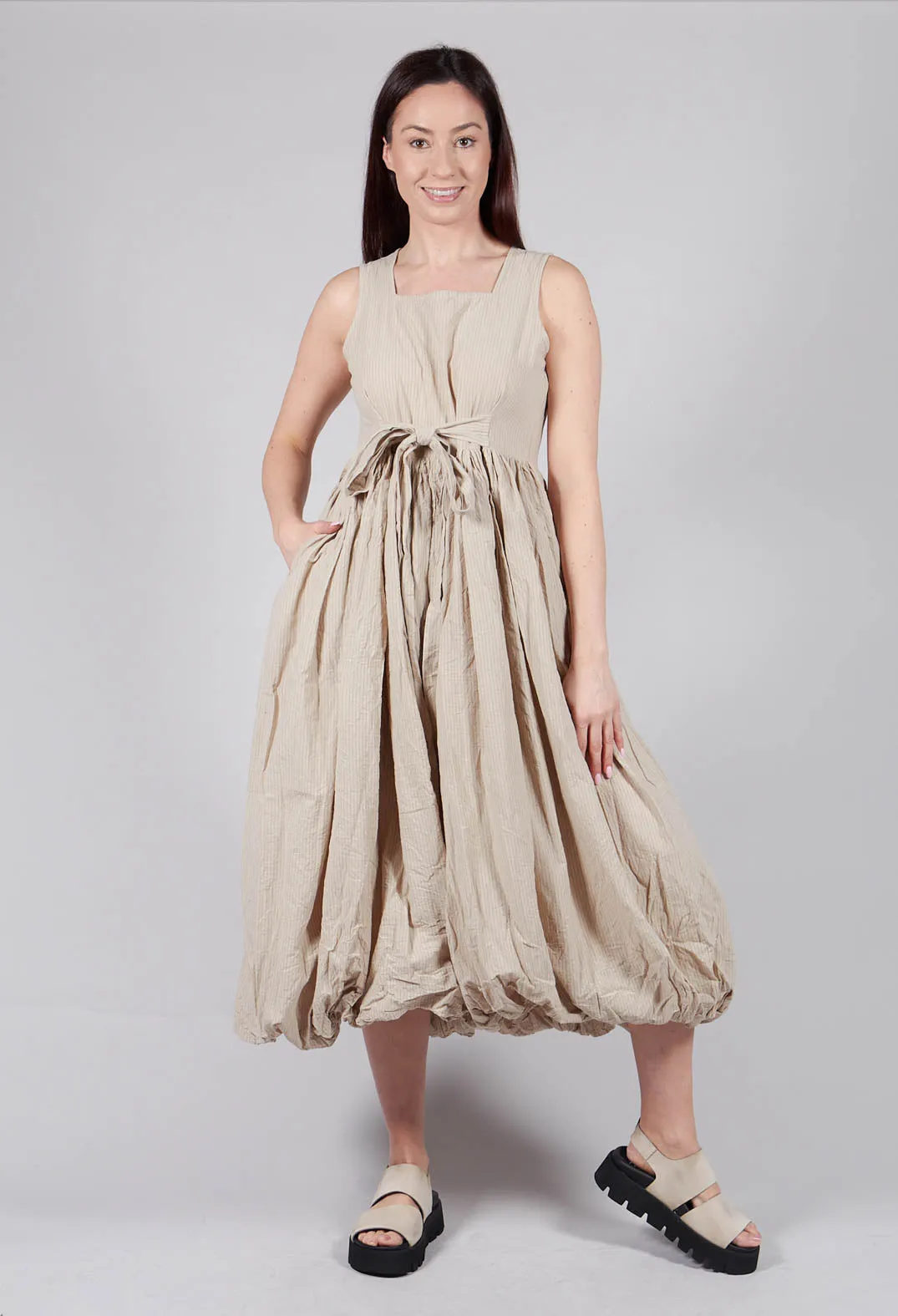 Awara Dress in Striped Linen