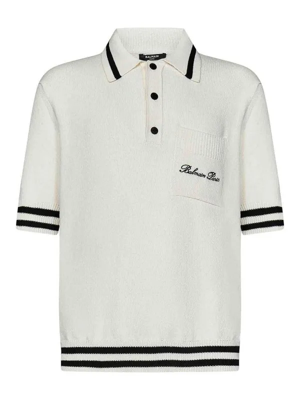 Balmain Cotton And Lyocell Knit Polo Shirt