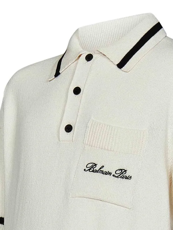 Balmain Cotton And Lyocell Knit Polo Shirt