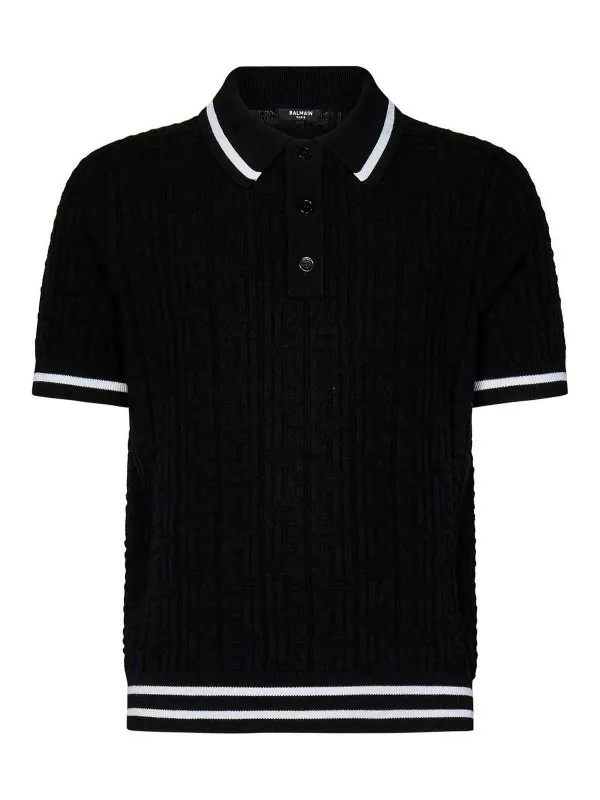 Balmain Extrafine Merino Wool Knit Polo Shirt