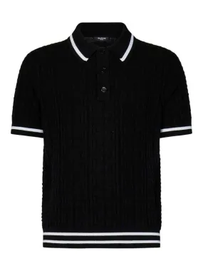 Balmain Extrafine Merino Wool Knit Polo Shirt