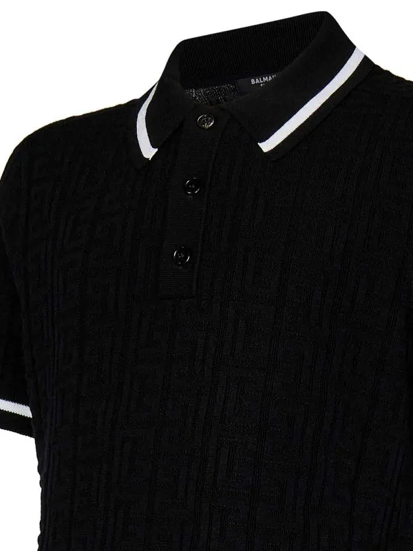 Balmain Extrafine Merino Wool Knit Polo Shirt