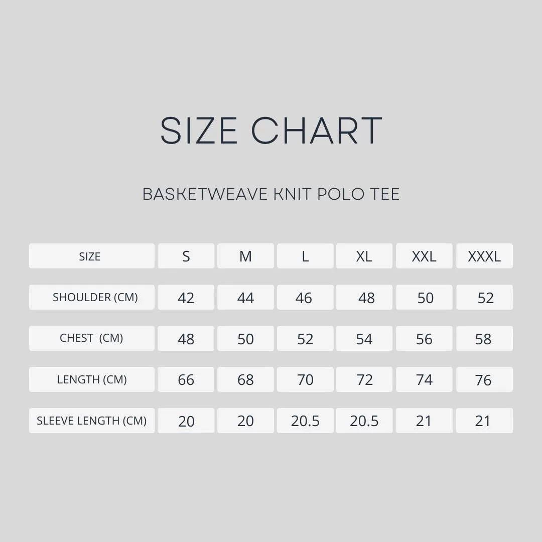 Basketweave Knit Polo Tee - Steel Blue