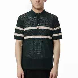 Beams Plus Knit Polo Mesh Stripe Shirt