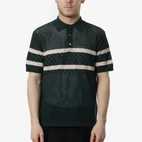 Beams Plus Knit Polo Mesh Stripe Shirt