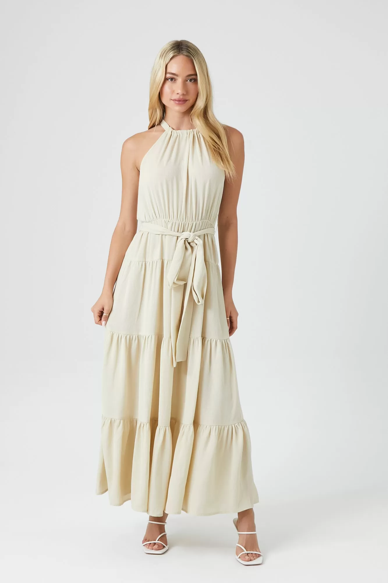 Belted Halter Maxi Dress