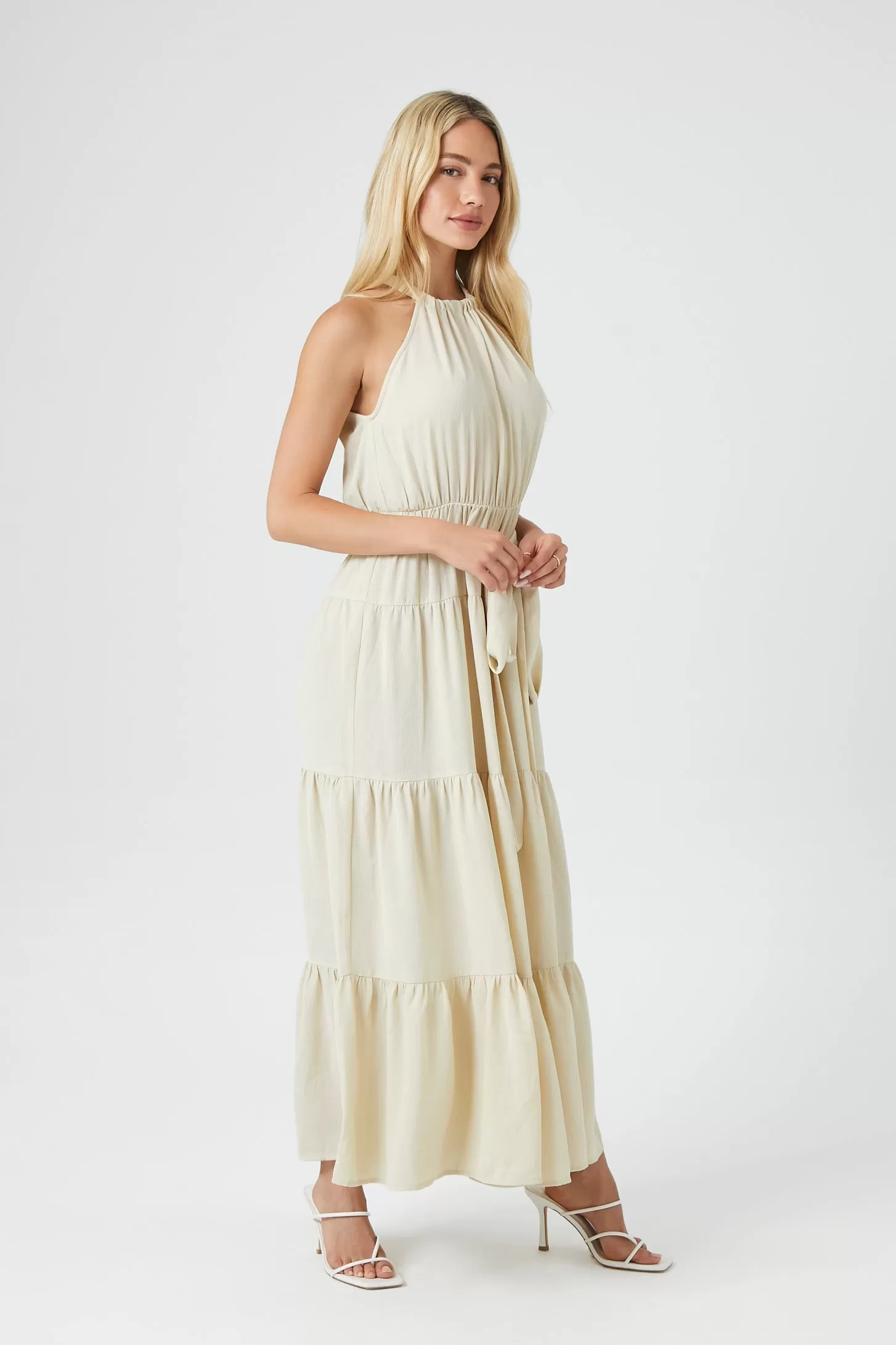 Belted Halter Maxi Dress