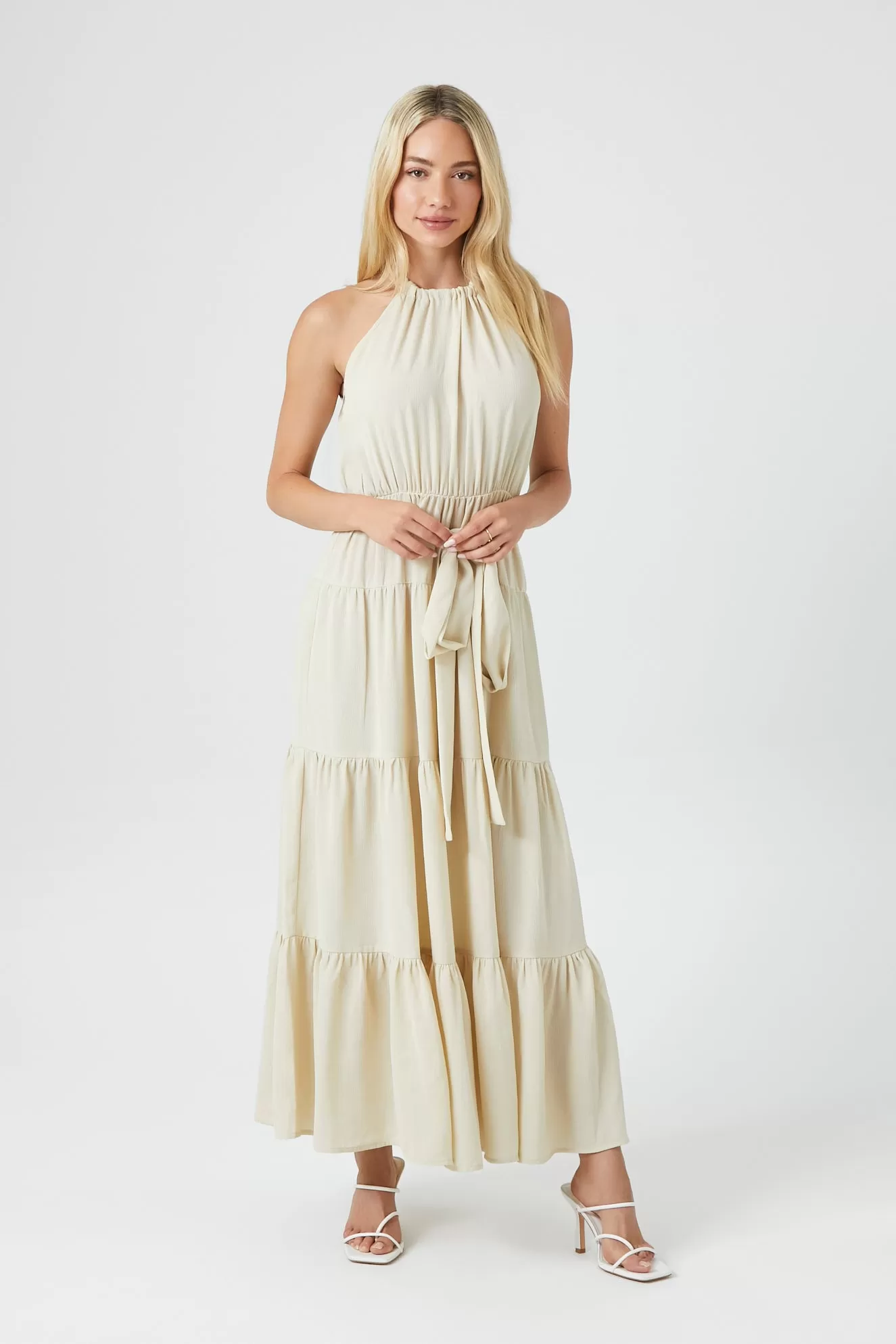 Belted Halter Maxi Dress