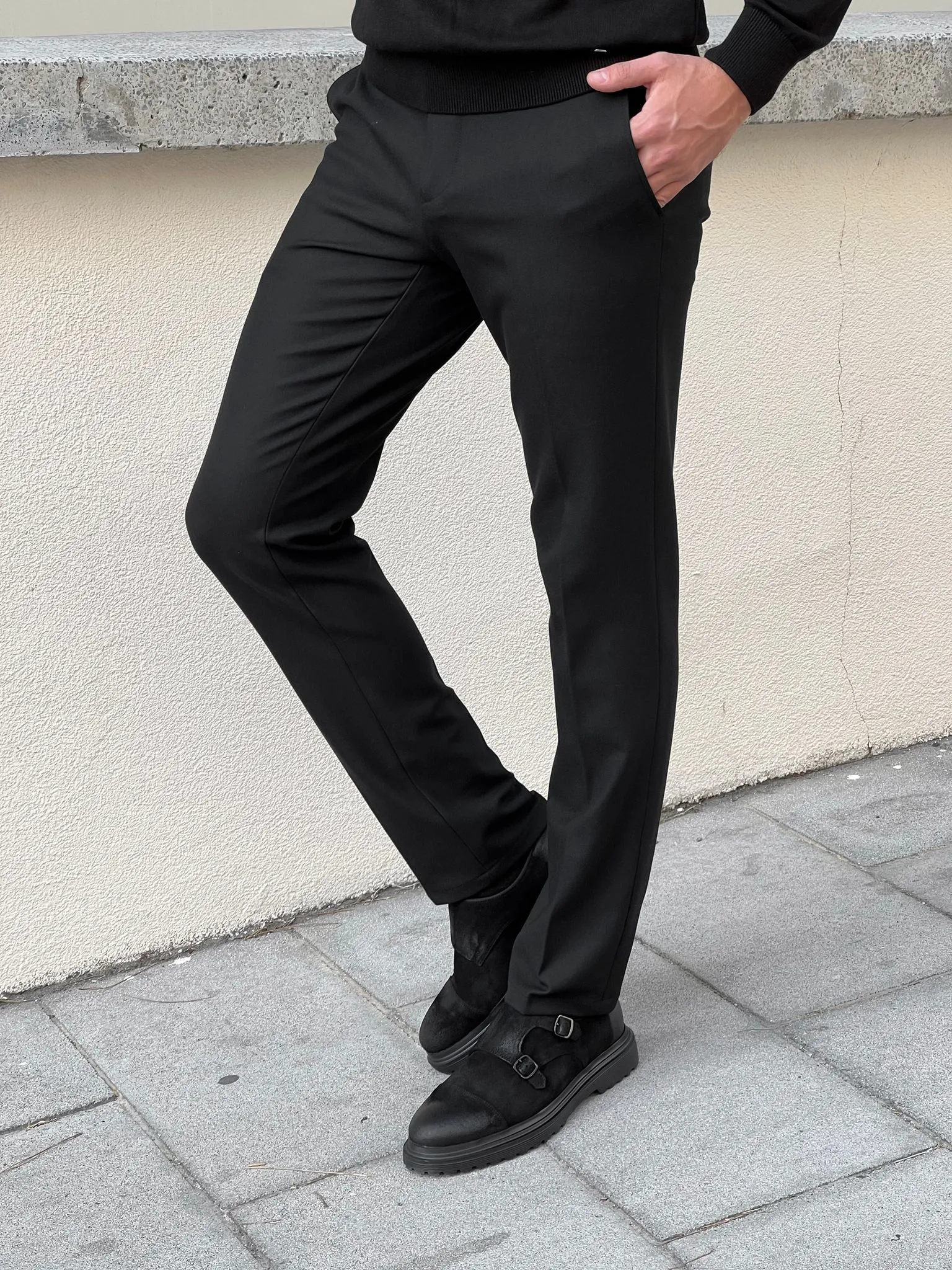 Benjamin Slim Fit High Quality Black Patterned Anthracite Pants