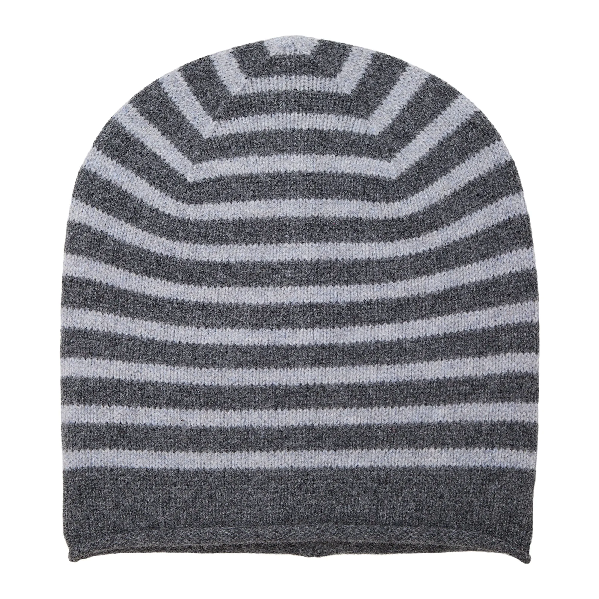 Breton Cashmere Beanie Grey Stripe