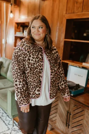 Brown Leopard Snap Button Jacket