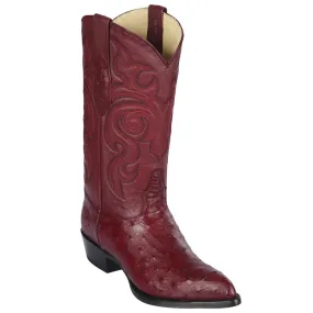 Burgundy Ostrich Cowboy Boots J-Toe