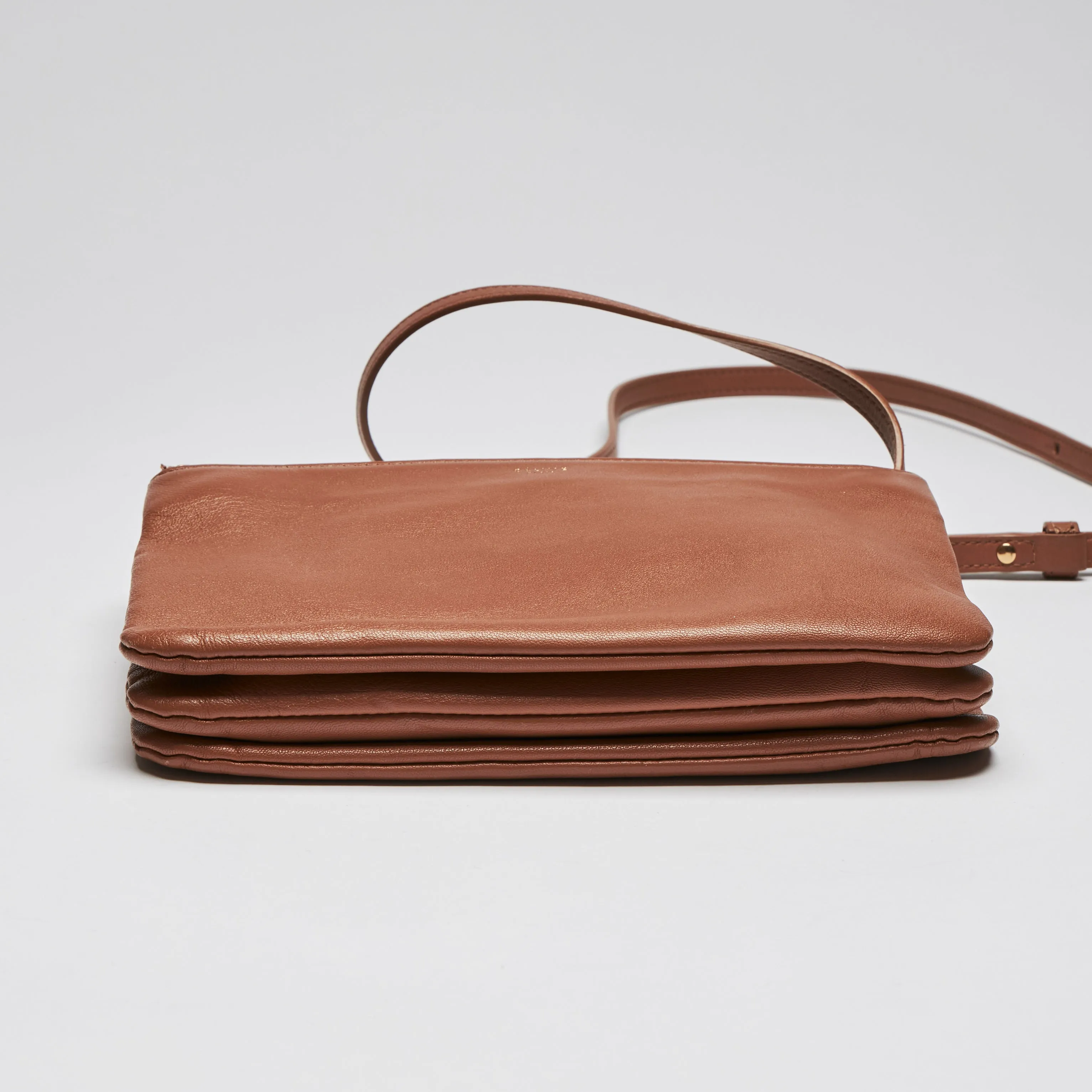 Celine Camel Color Soft Leather Trio Crossbody Bag