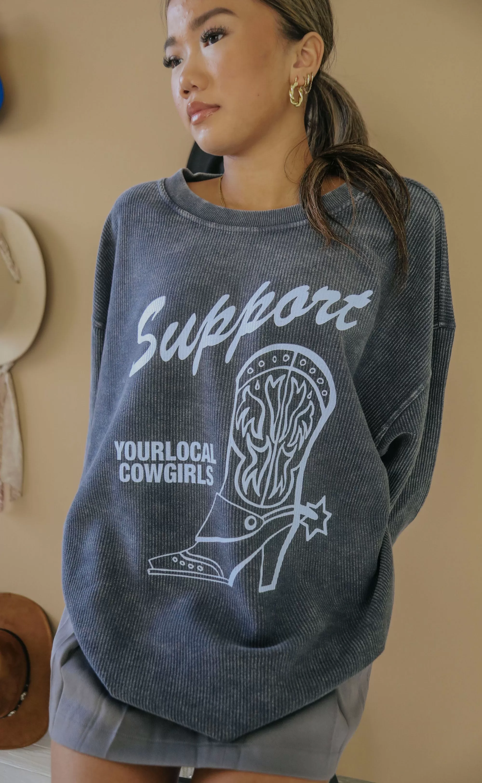 charlie southern: support local cowgirl corded sweatshirt