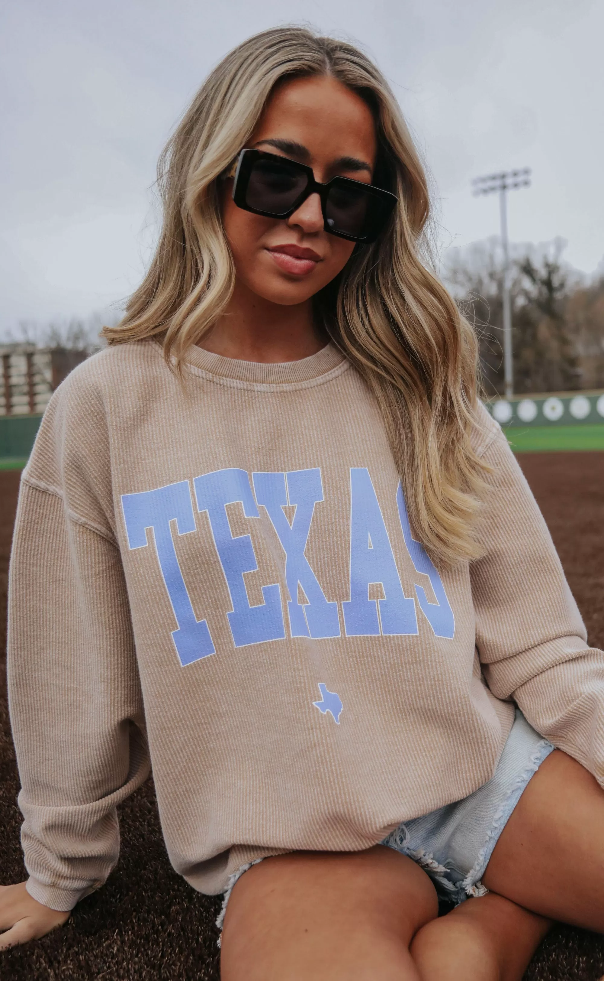 charlie southern: texas corded sweatshirt - latte