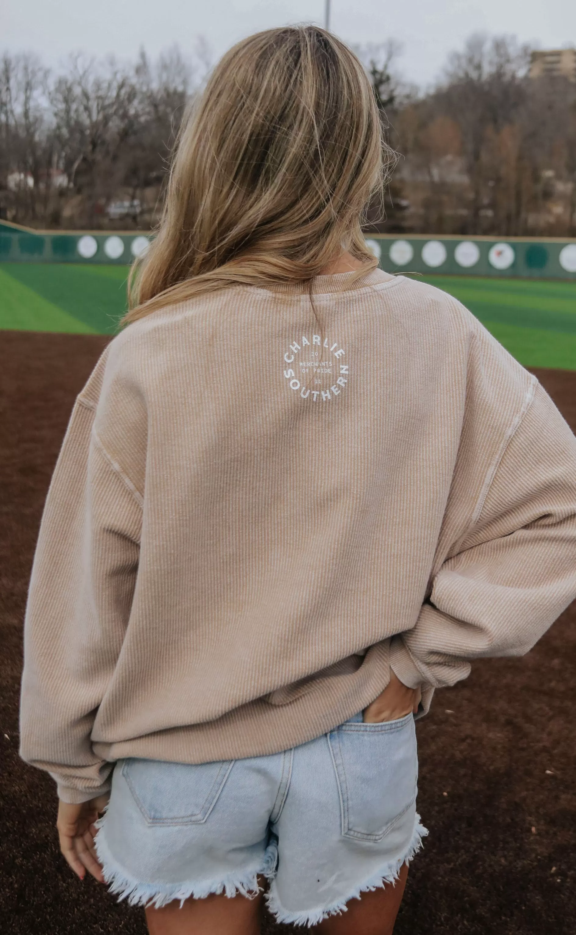 charlie southern: texas corded sweatshirt - latte