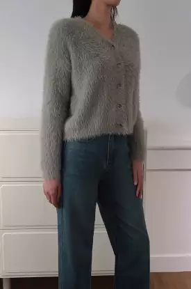 Charmed fluffy cardigan in grey