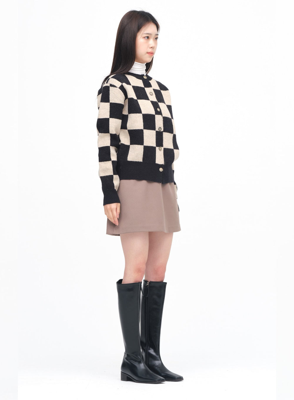 Checkerboard Pattern Cardigan #94