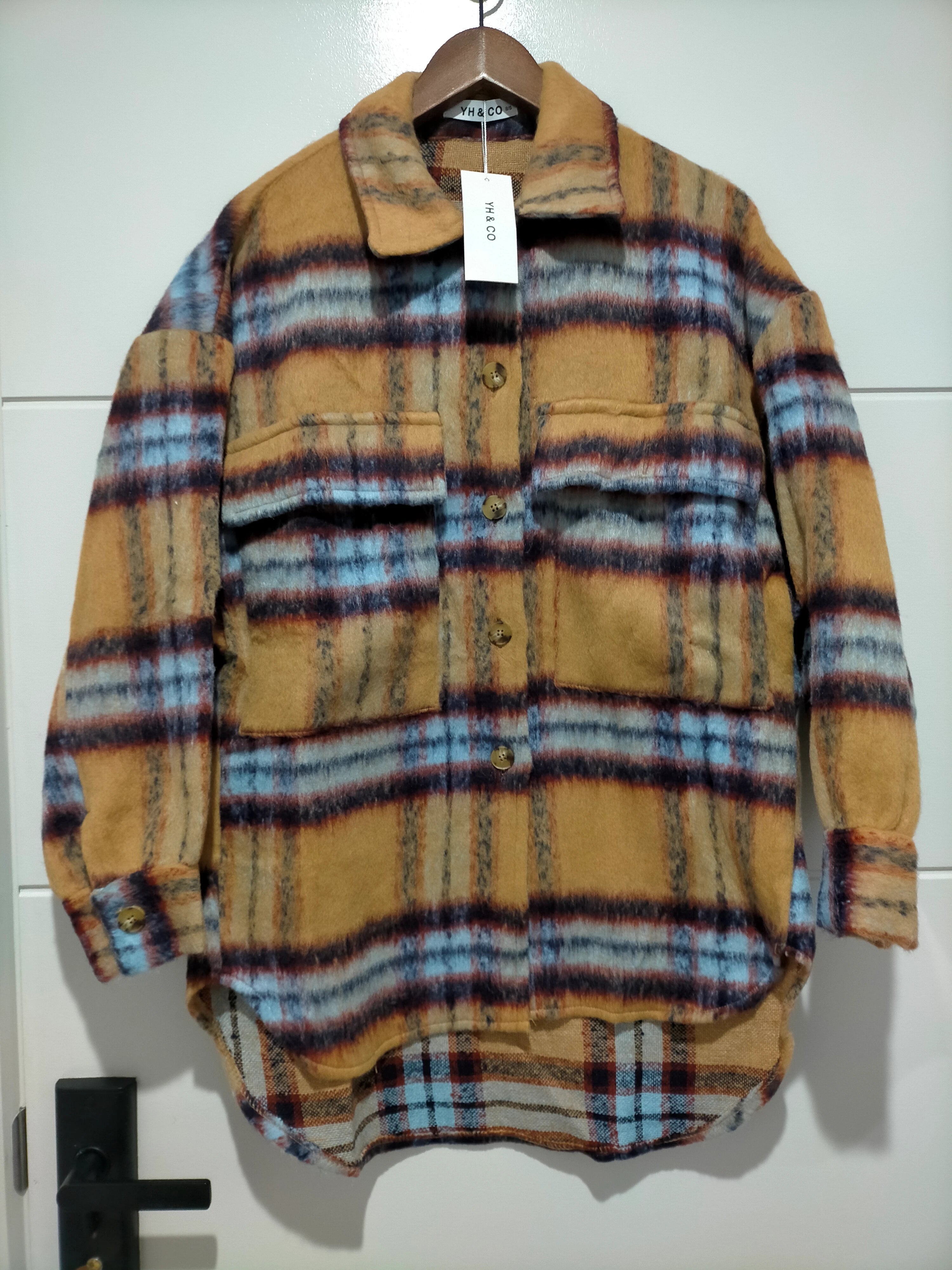 Coco Lux Shacket Caramel check