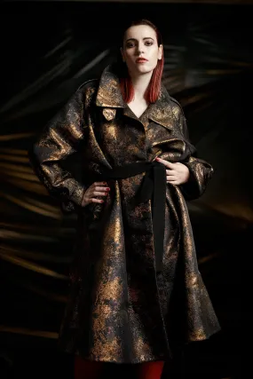 Copper Brocade Cyrus Trench Coat