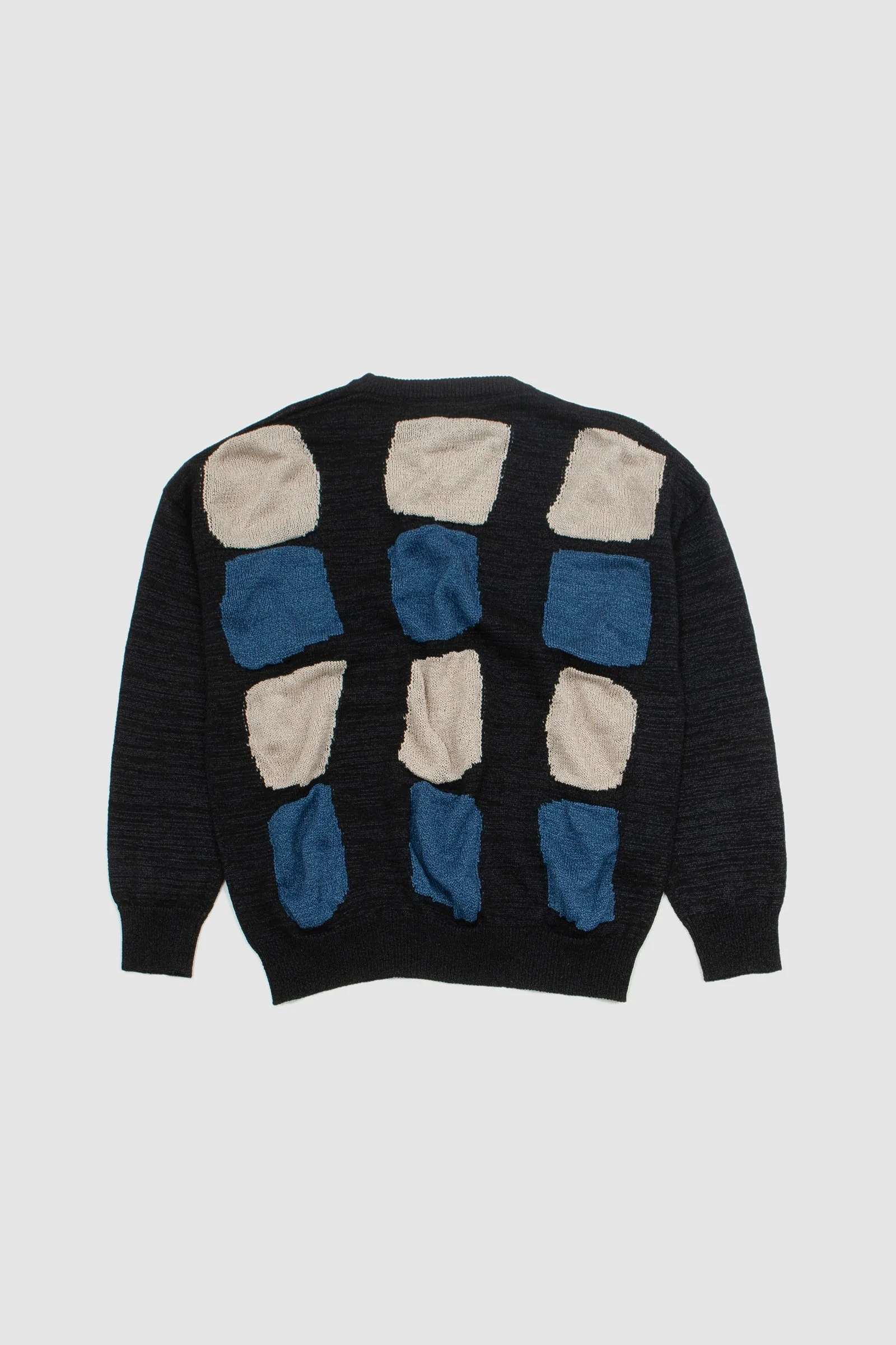 Cristaseya Washi Paper Boatneck Sweater Black/Beige/Blue Patchwork