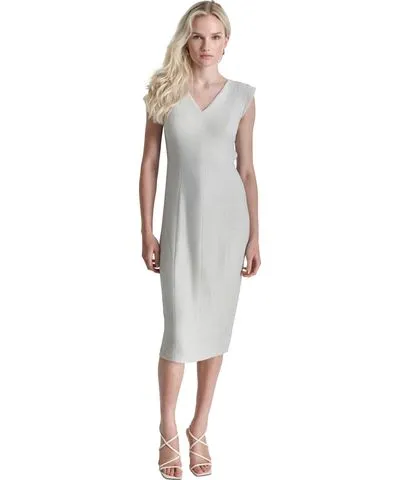 DKNY Women's Draped-Back Extended-Shoulder Midi Dress