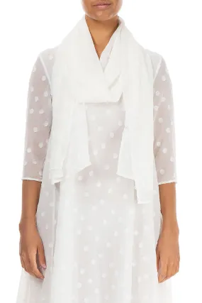 Dotty White Silk Scarf