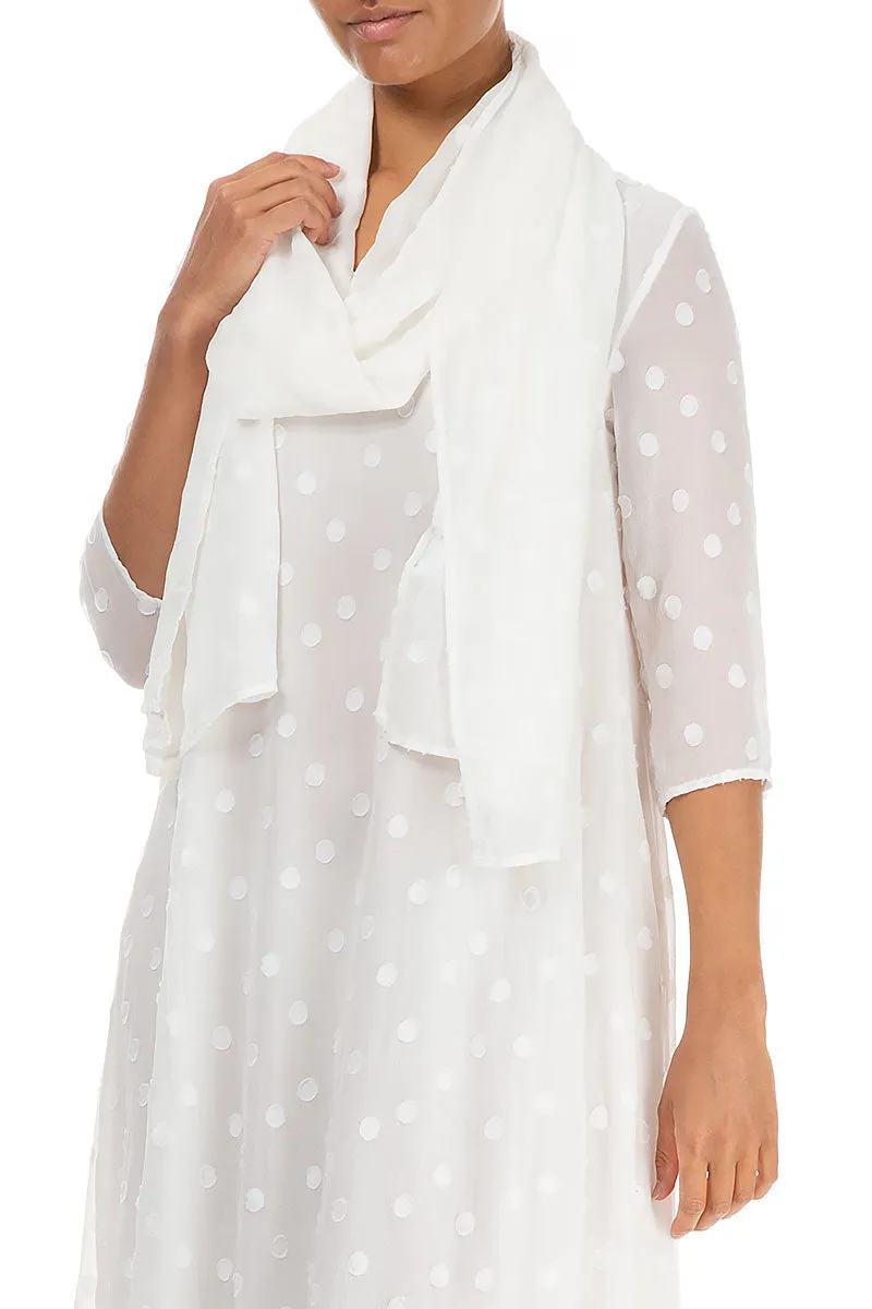 Dotty White Silk Scarf