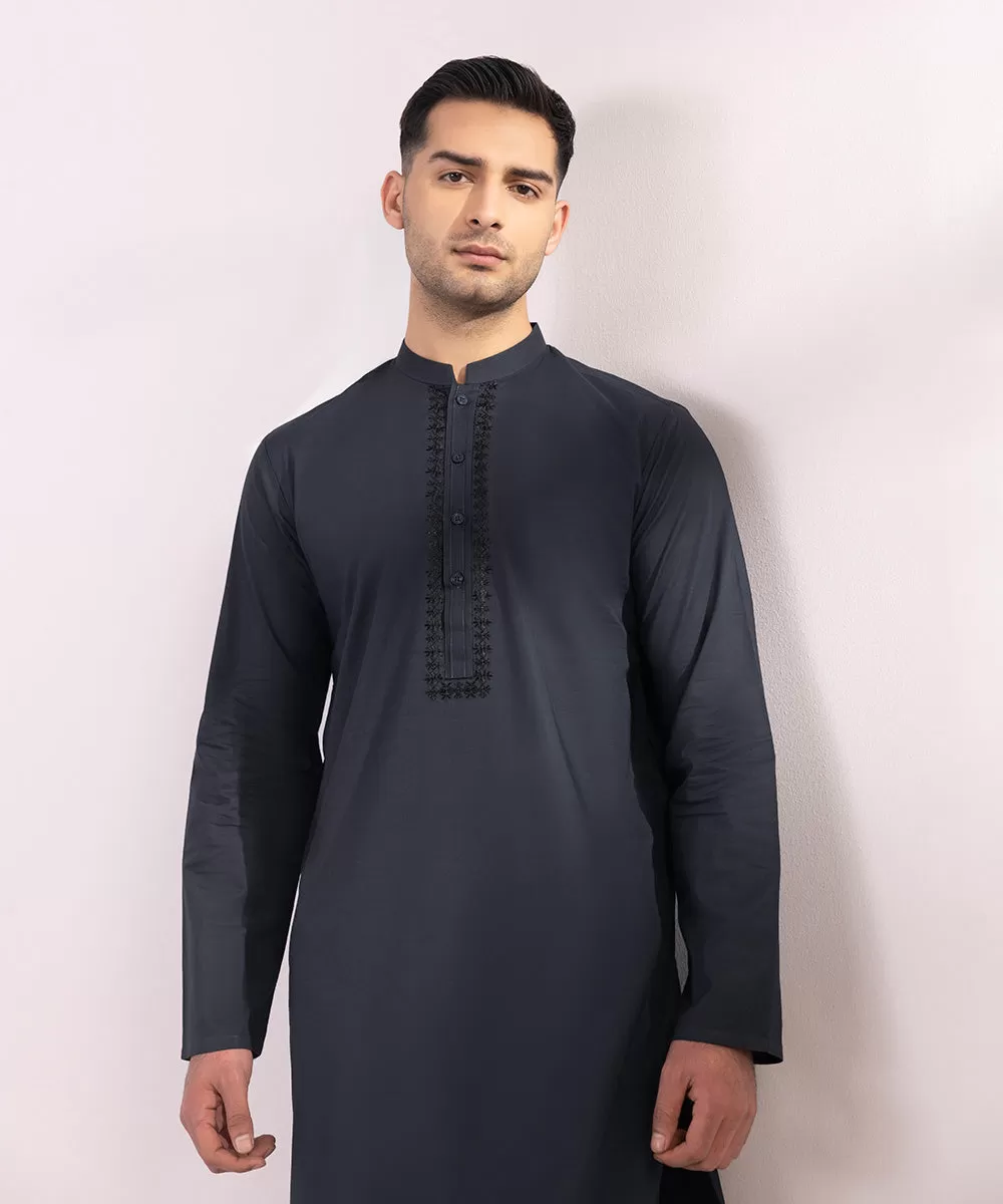 Embroidered Cotton Dobby Kurta