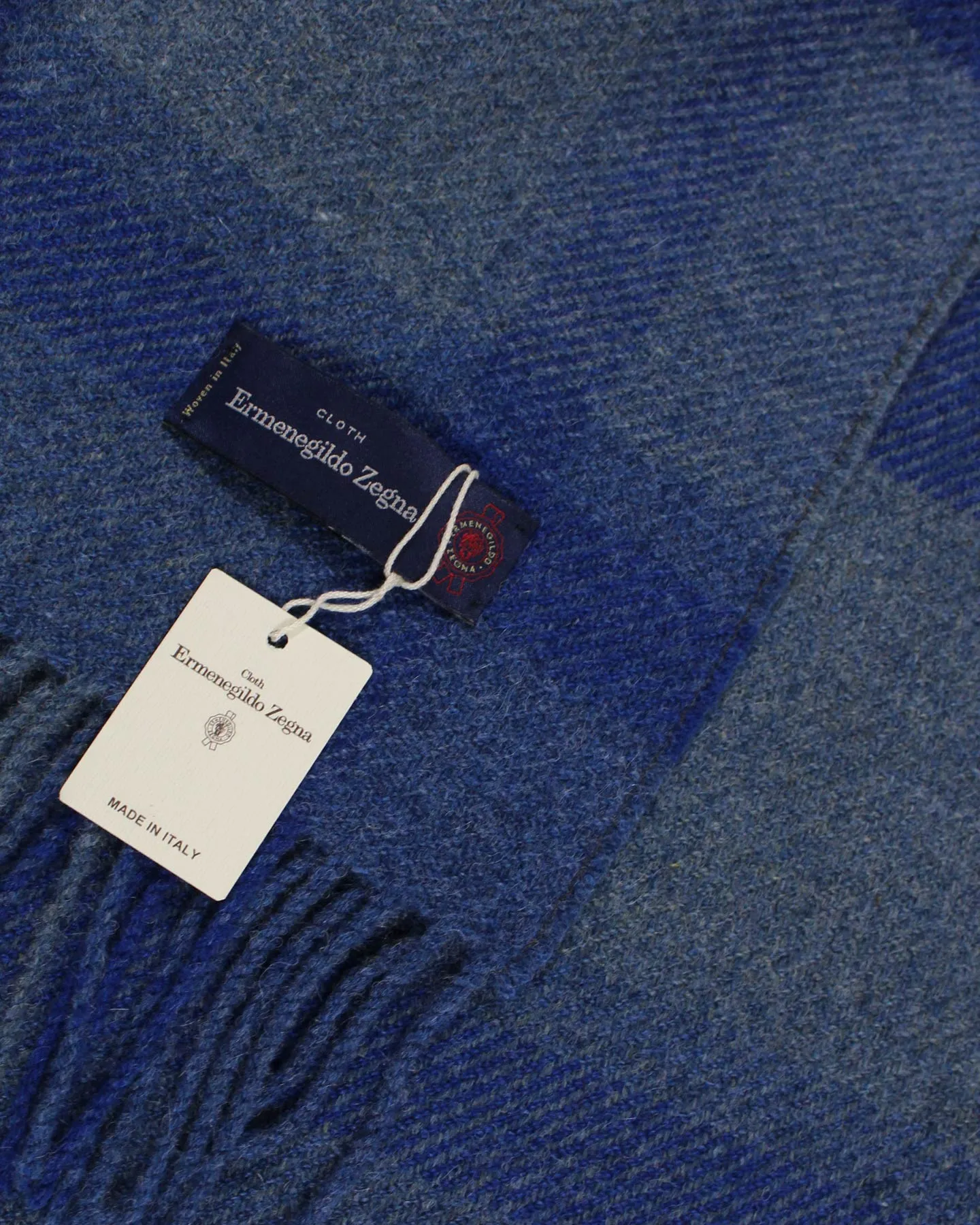 Ermenegildo Zegna Throw Blanket Gray Royal Blue Plaid