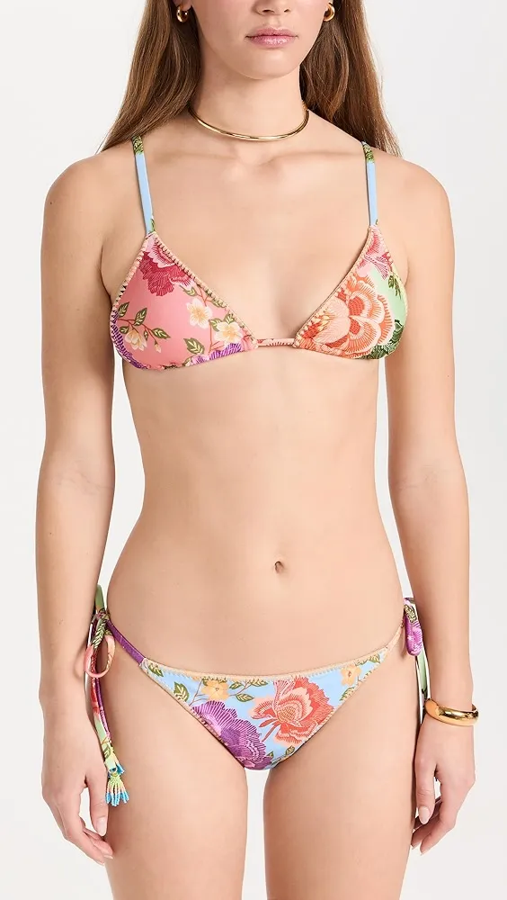 FARM Rio   Flower Scarves Tie Side Bikini Bottoms 