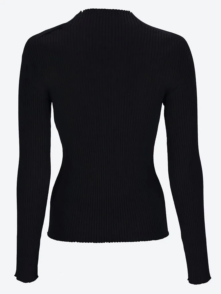 Frame contrast rib knit sweater