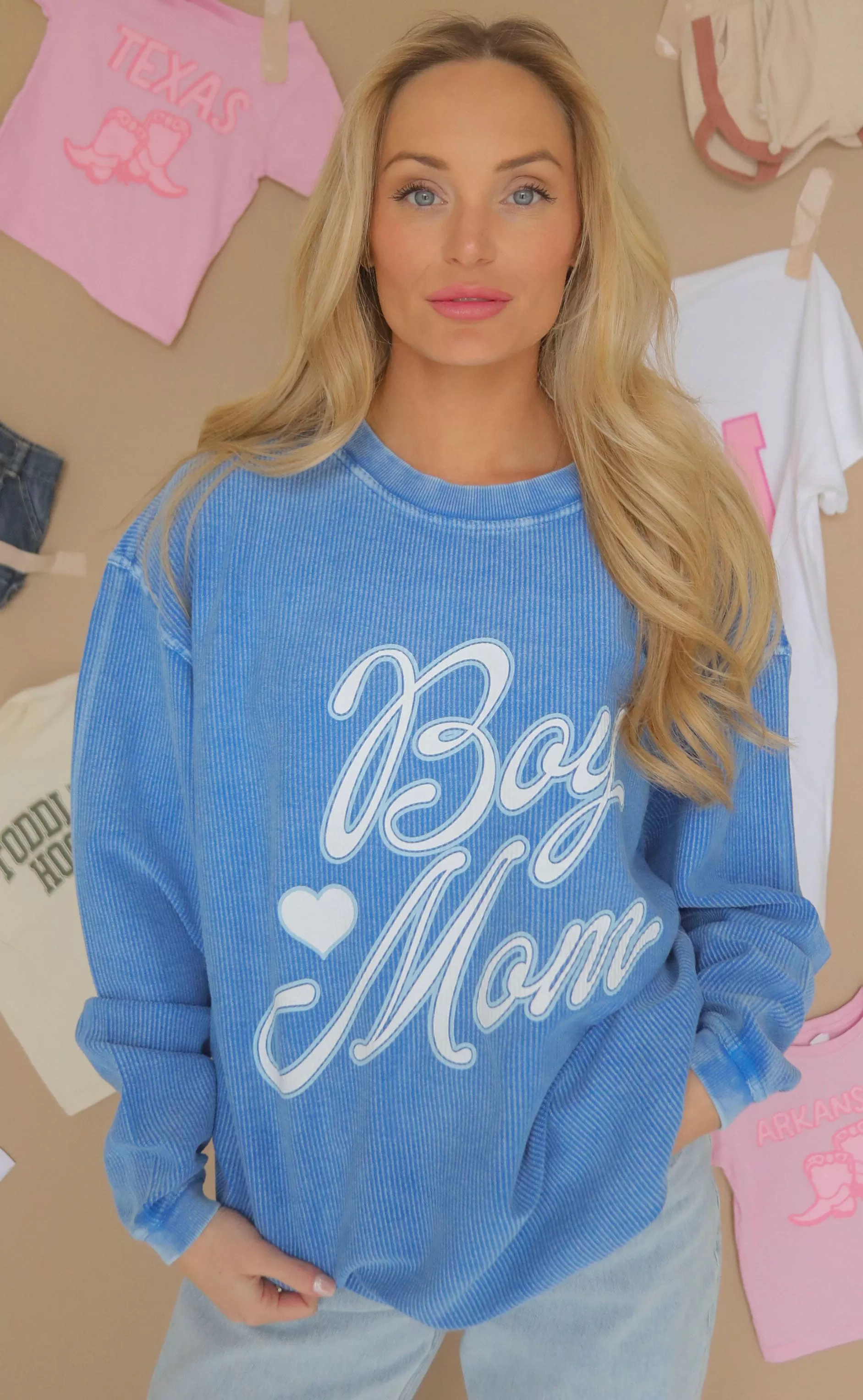 friday + saturday: boy mom corded sweatshirt