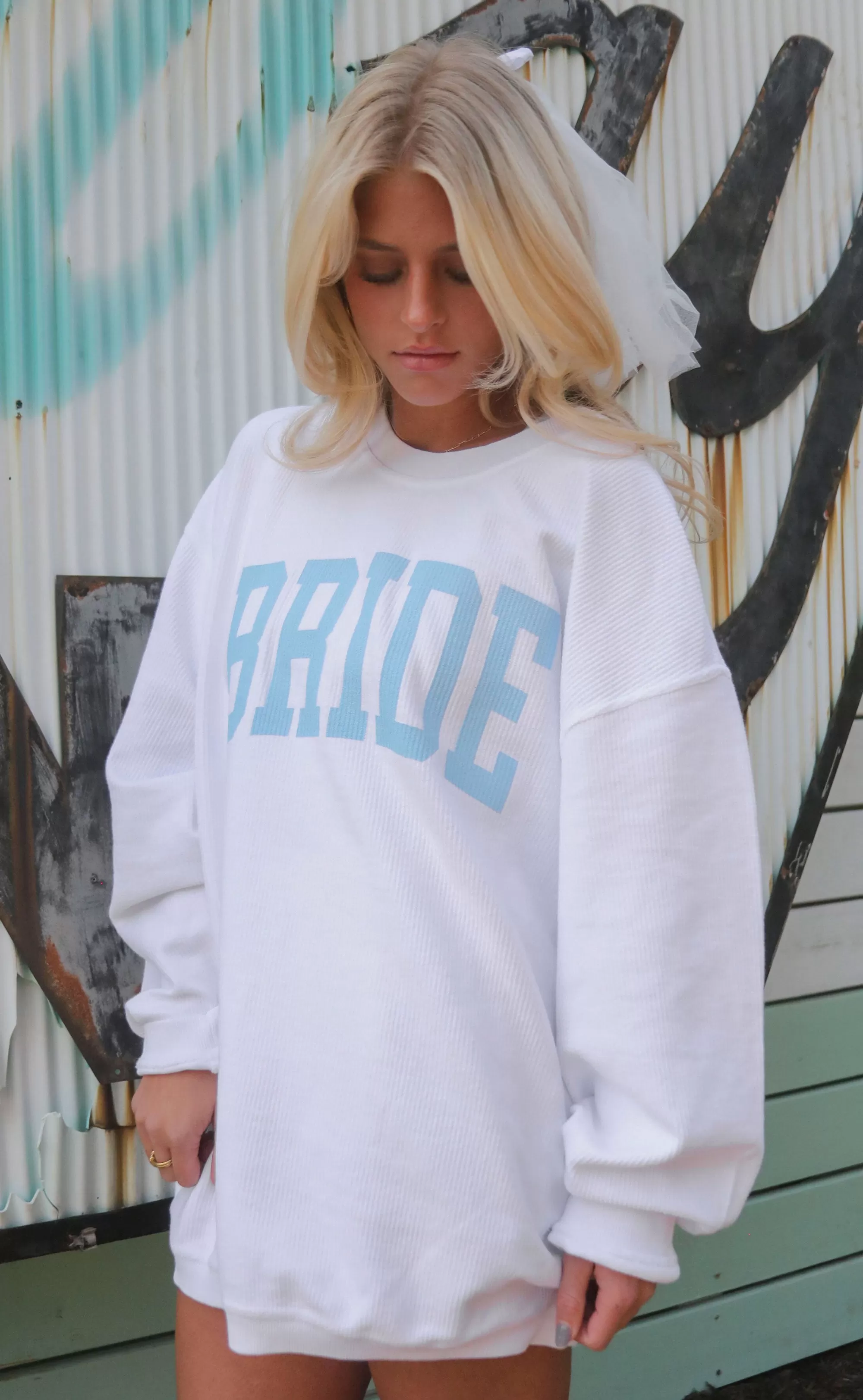 friday + saturday: bride corded sweatshirt