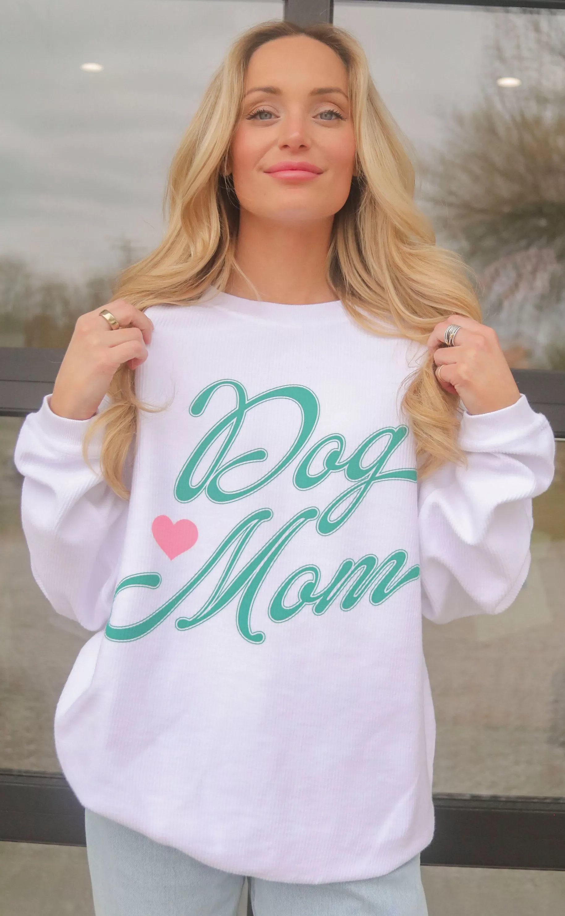 friday + saturday: dog mom corded sweatshirt