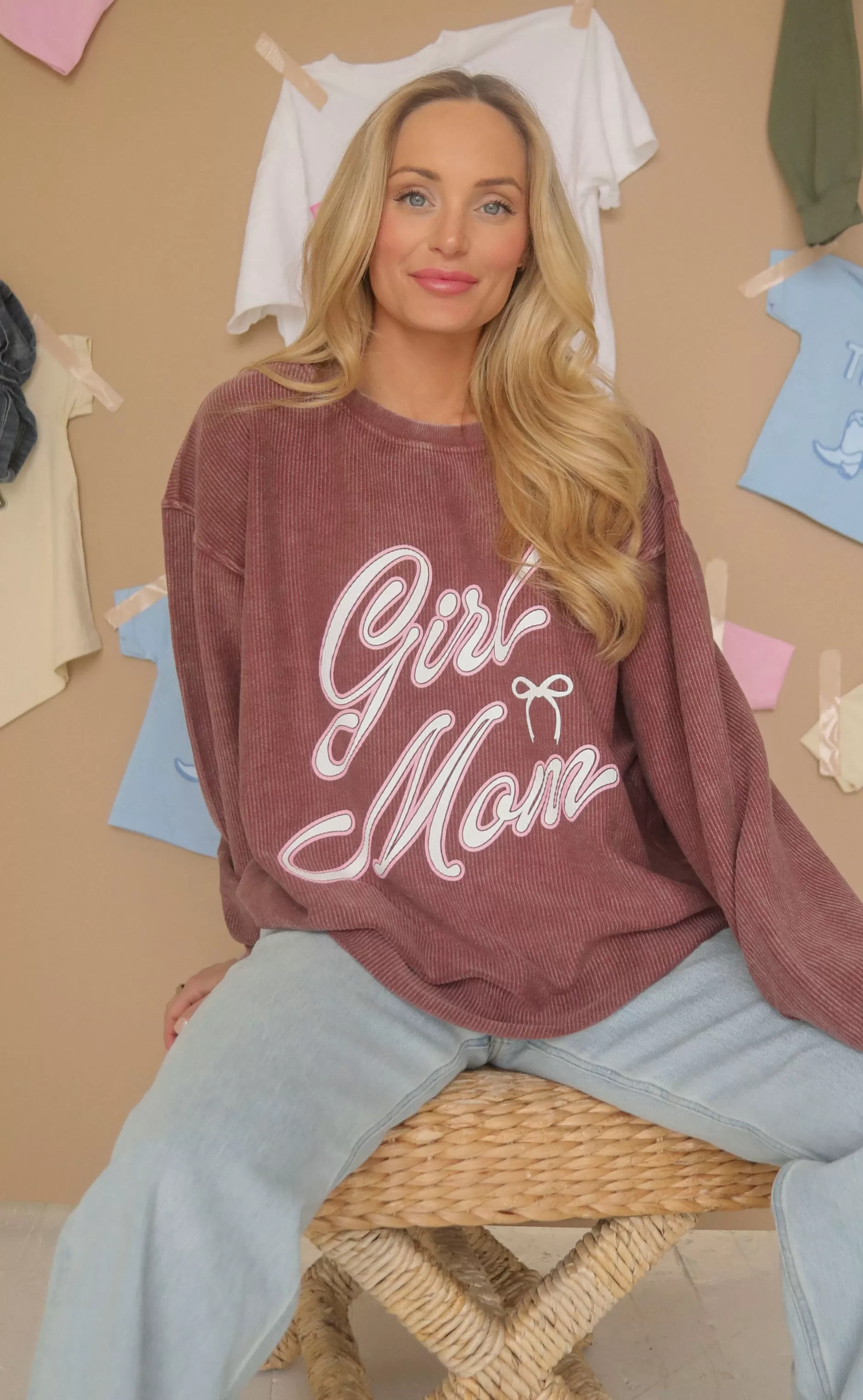 friday + saturday: girl mom corded sweatshirt