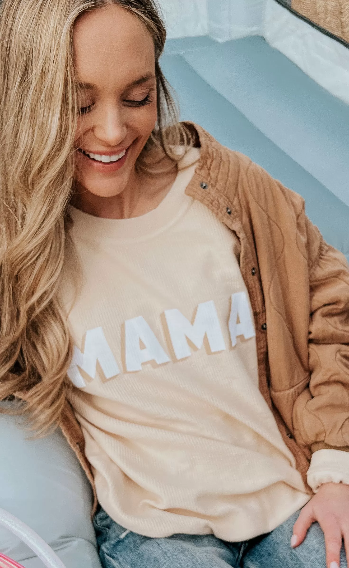 friday + saturday: mama corded sweatshirt