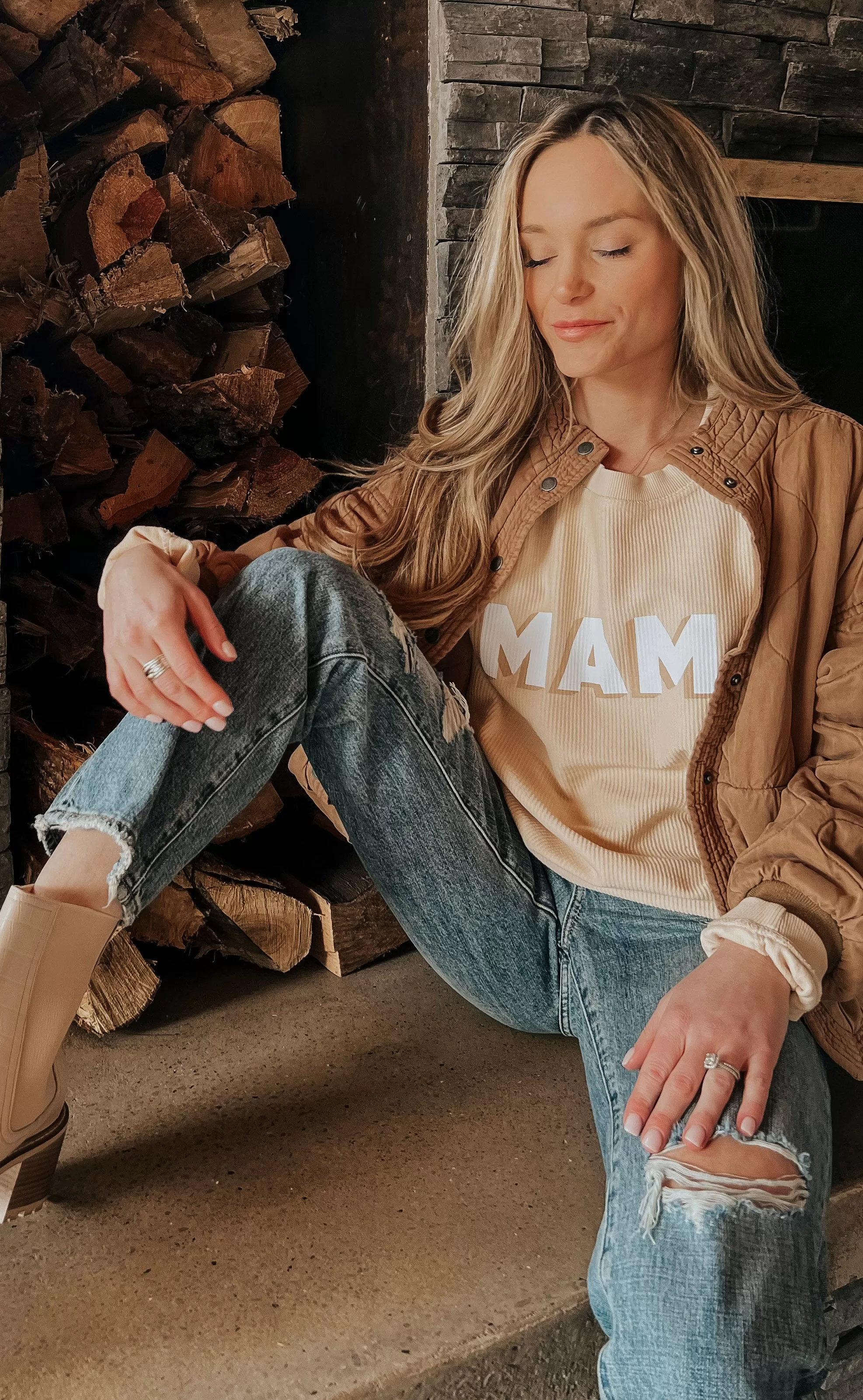 friday + saturday: mama corded sweatshirt