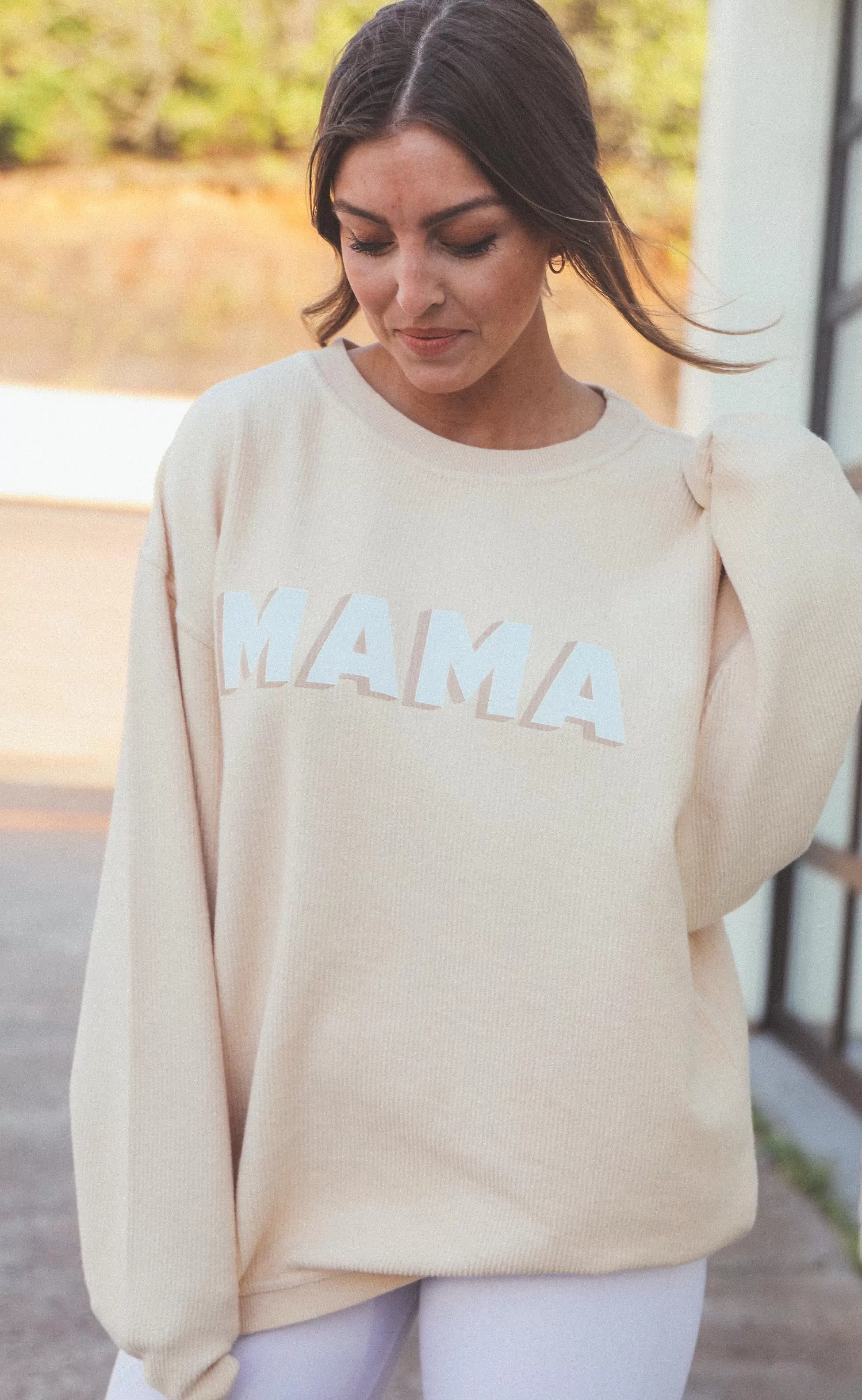 friday + saturday: mama corded sweatshirt