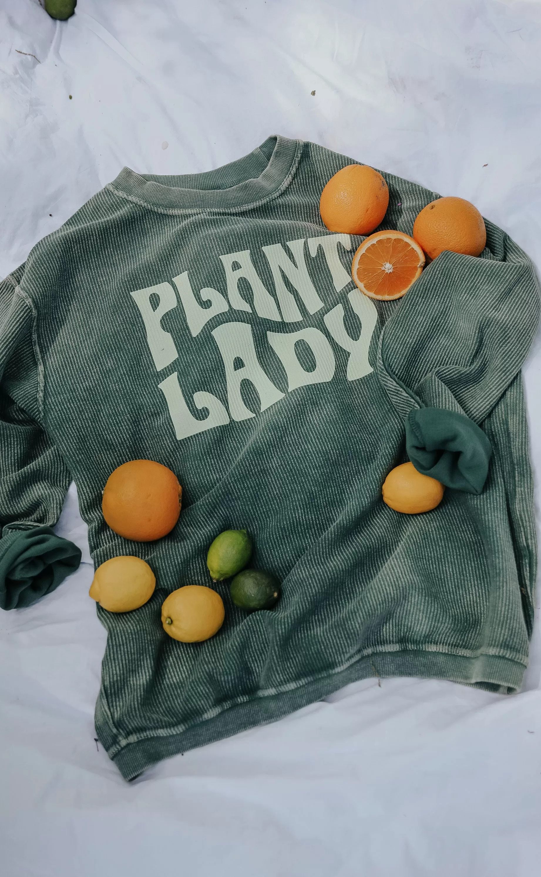 friday + saturday: plant lady corded sweatshirt