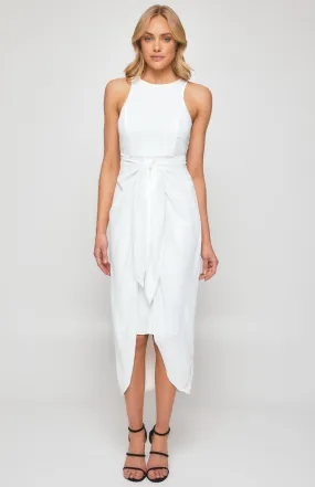 Front Drape Tie Detail Midi Dress (SDR1270B)