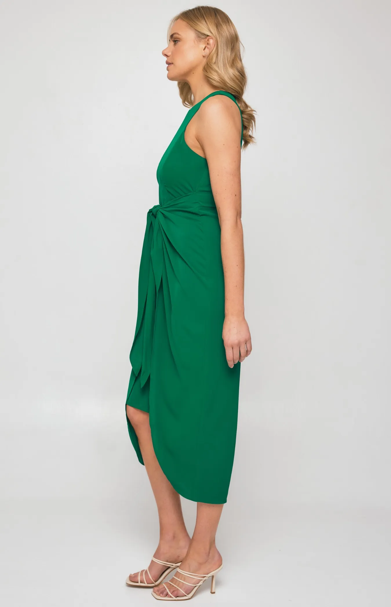 Front Drape Tie Detail Midi Dress (SDR1270B)