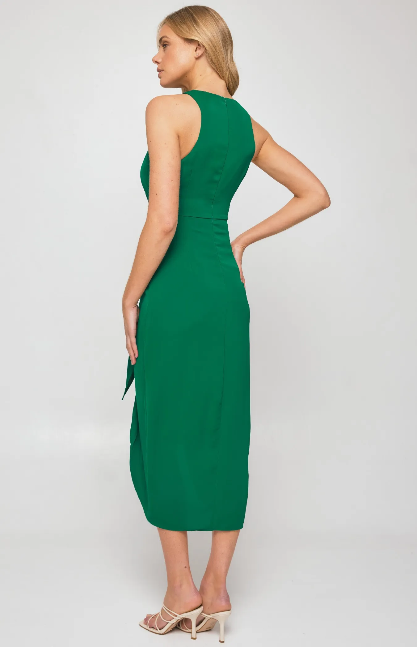 Front Drape Tie Detail Midi Dress (SDR1270B)