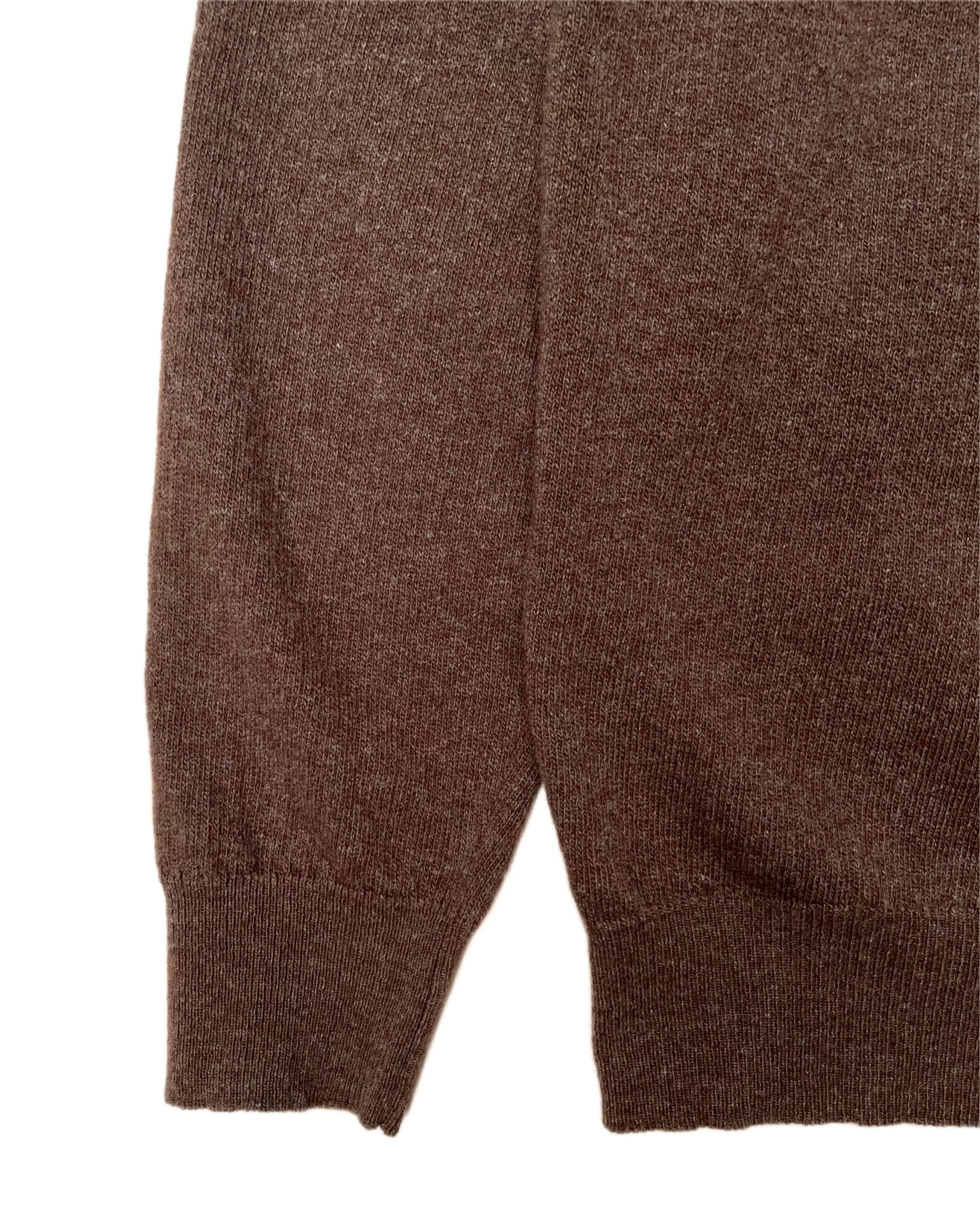 GALLIA Rossi Knit Long-sleeved Wool Polo Shirt Brown