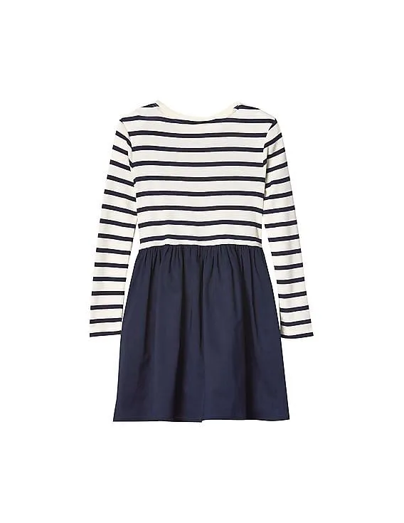 GAP Girls Blue Striped Mix Fabric Dress